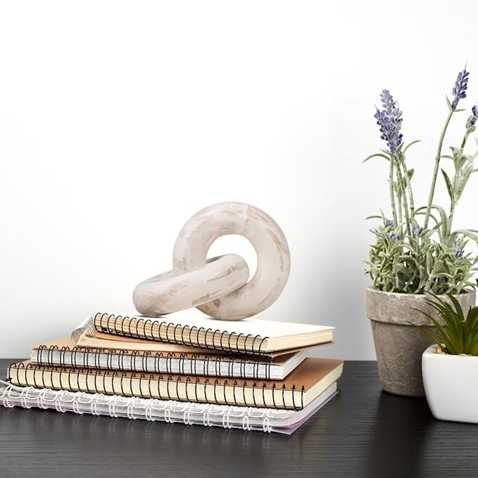 Homebia Designs Decorative Wooden Knot - 7x5.2x3 Inch - White Wash