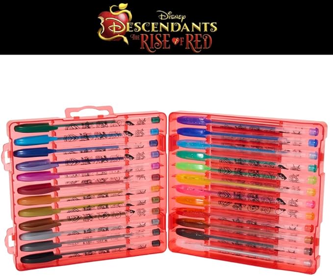 Disney Descendants the Rise of Red Gels Pen Set for Kids, 24 Pack with Glitter Gel Pens, Cute Pens for Girls