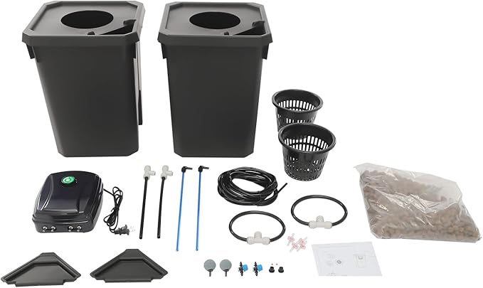 Hydroponics Growing System with Top Drip Kit, 5 Gallon Deep Water Culture Bucket System with 12W Air Pump, Recirculating Drip Garden System for Growing Plants Flowers Vegetables Fruits