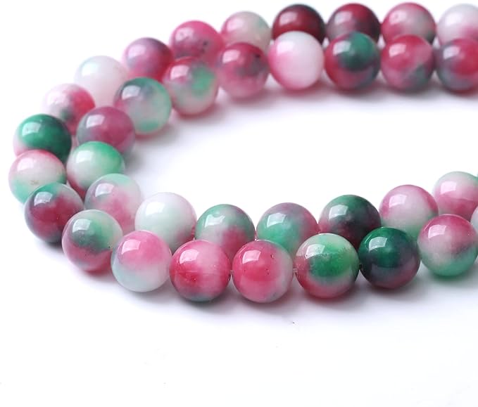36pcs 10mm Natural Green Red Epidote Jade Stone Round Loose Spacer Beads for DIY Jewelry Making Necklaces Bracelets Healing Energy Beads (Epidote Jade, 10mm)