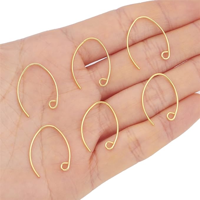 18K Gold Plated Earring Hooks U Shape 14x20mm 40pcs for Jewelry Making Findings