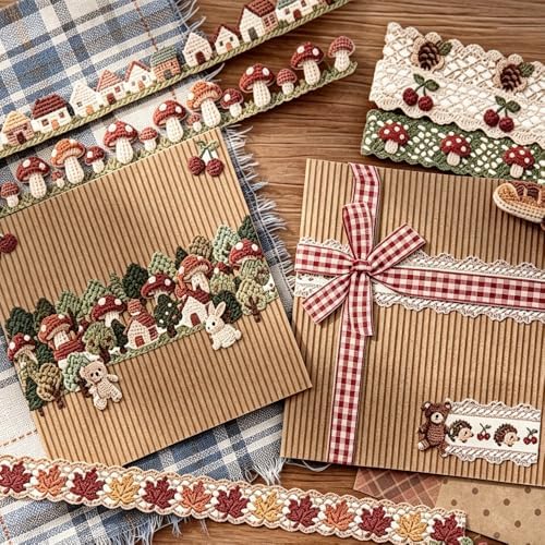 20Pcs Vintage Stickers,Aesthetic Long Strip Paper Border Decorative Sticker for Adult Card Making Letters Planner Scrapbooking Journaling Junk Journal Water Bottles Art Craft,Fabric Forest - Image 5
