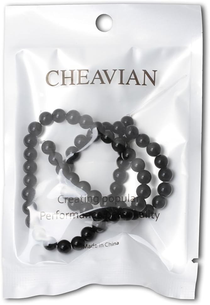 60PCS 6mm Natural Black Obsidian Gemstone Round Loose Beads Crystal Energy Stone Healing Power for DIY Jewelry Making 1 Strand 15"