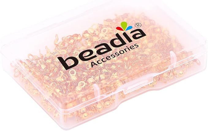 Beadia 18K Gold Plated End Caps Non Tarnish 3x6mm 200pcs for Jewelry Making Findings