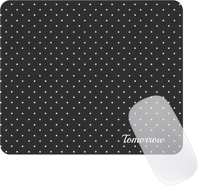 Cute Fashion Polka Dot Mouse Pad, Waterproof Aesthetics Dots Mouse Mat Design,Non-Slip Rubber Base Computer Simple Funny Mousepad,Wave Point Small Mouse Pad Desk Accessories,Black