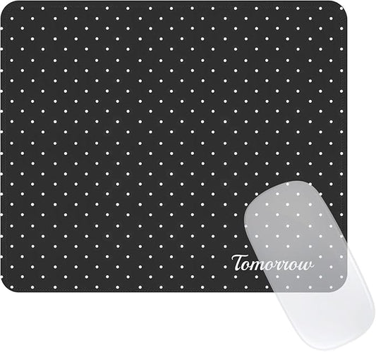 Cute Fashion Polka Dot Mouse Pad, Waterproof Aesthetics Dots Mouse Mat Design,Non-Slip Rubber Base Computer Simple Funny Mousepad,Wave Point Small Mouse Pad Desk Accessories,Black
