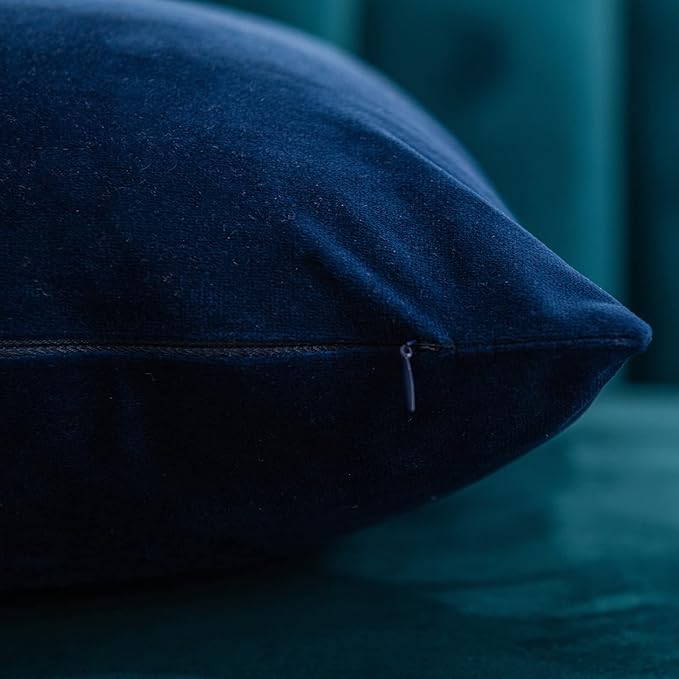 Couch Pillow Cases 12x20 Navy: 2 Pack Cozy Soft Velvet Rectangular Throw Pillow Covers for Farmhouse Home Decor