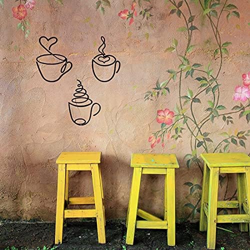 Ferraycle 3 Pcs Coffee Cup Wire Metal Wall Art for Coffee Bar Kitchen - Image 5