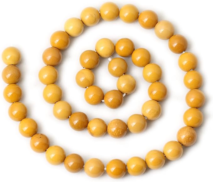 45PCS 8mm Natural Yellow Moonkaite Jasper Gemstone Smooth Surface Round Loose Beads for Jewelry Making 1 String 15 Inches