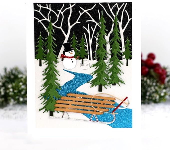 DzIxY Christmas Patchwork Sleigh Metal Cutting Dies for Card Making Kit Embossing Paper Die Cuts Set Scrapbook Stencils Supplies Machine Templates