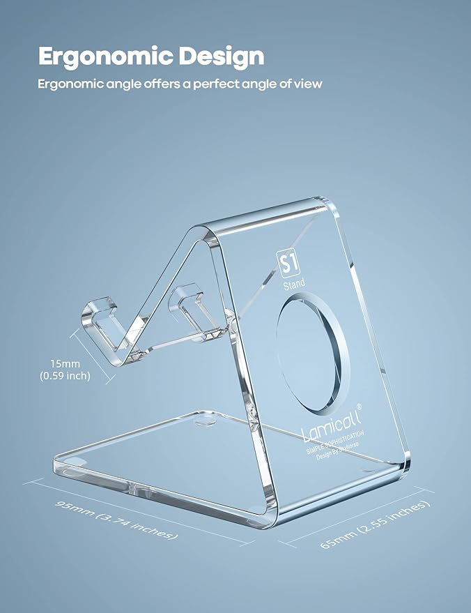 Lamicall Cell Phone Stand, Desk Accessories - Clear Office Cell Phone Holder, Acrylic Phone Stand, Desktop, Acrylic Office Desk Accessories, Office Decor, Suitable for iPhone, 4-8'' Phone
