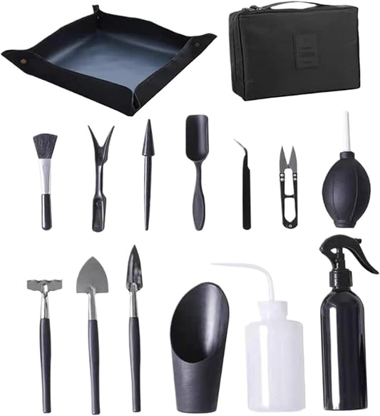 Tool Kit 15Pcs/Set Mini Handheld Bonsai Tree Kit Professional Transplanting Watering Trimming Gardening Tools