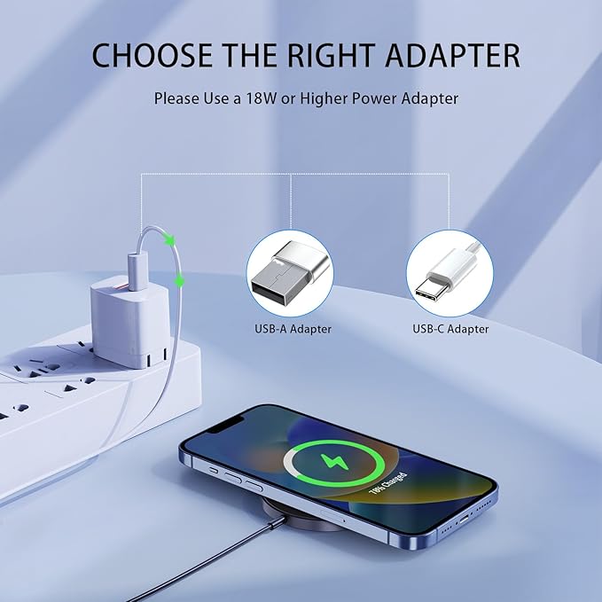 for MagSafe Charger 2 Pack 15W Magnetic Wireless Charger Fast Charging Pad for iPhone 17 16 15 14 13 12 Air Pro Max Plus Mini/AirPods 2 3 Pro, Slim Portable Magnet Quick Charger, USB-C/A Ports-Black
