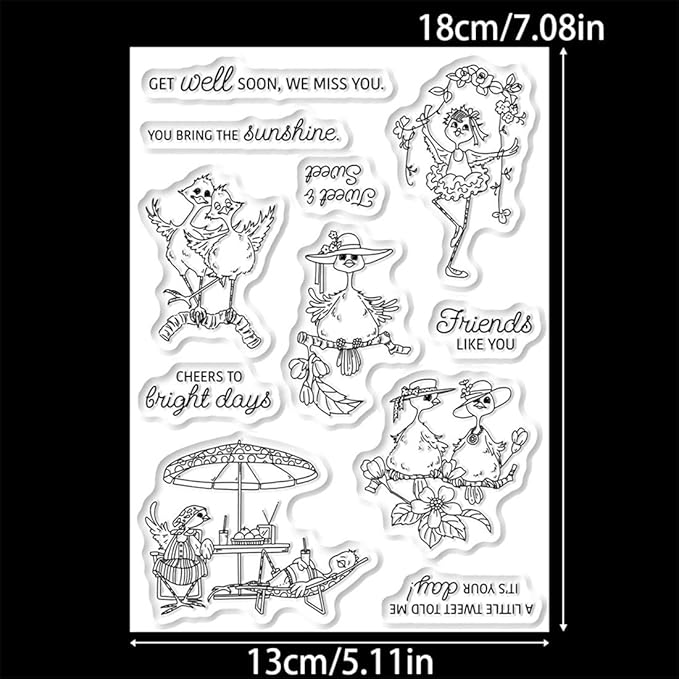 Friendship Birds Afternoon Tea Stamps and Cutting Dies for Card Making DIY Transparent Silicone Clear Stamp and Metal Die Cuts Sets for Scrapbooking Paper Greeting Cards Decor Seals Craft Supplies