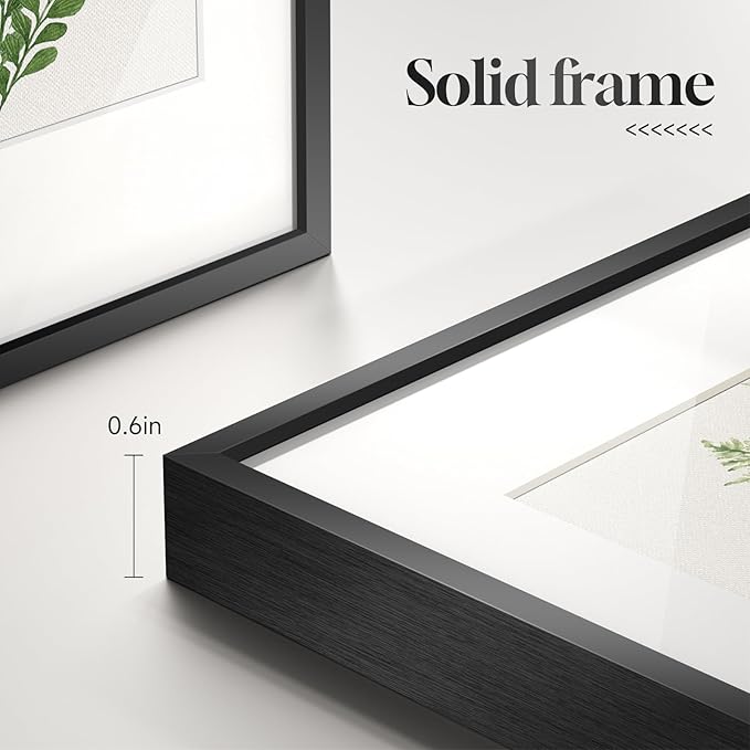 Framed Green Nature Botanical Wall Art, Set of 6 Minimalist Plant Leaf Painting Prints Artwork, Natural Fern Leaves Picture for Modern Farmhouse Living Room Bedroom Bathroom Kitchen Home Decor, 11x14
