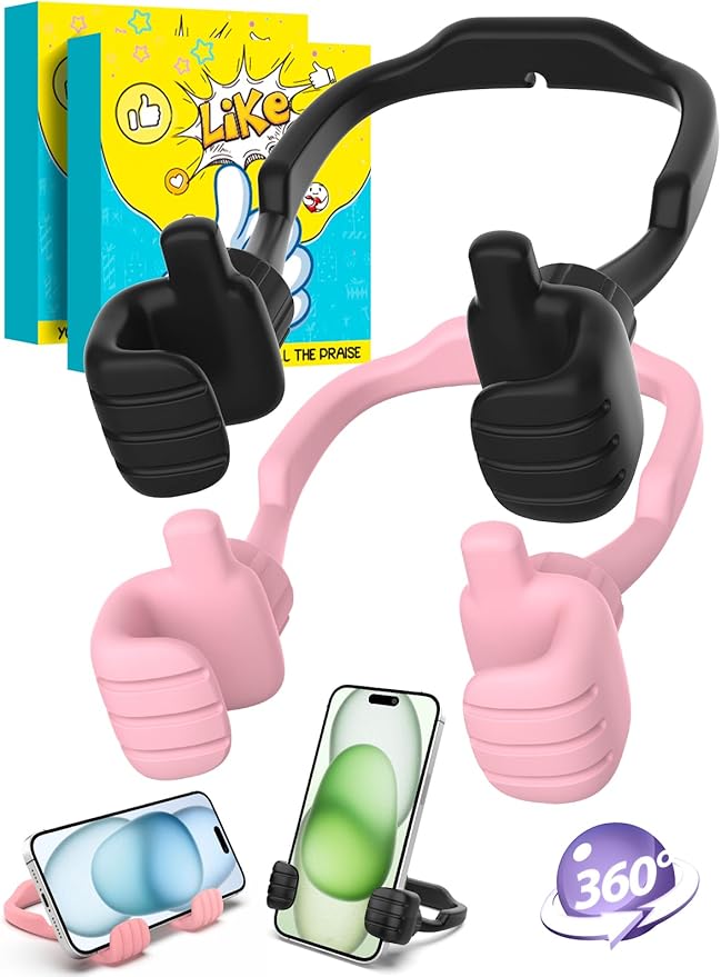 Stocking Stuffers for Teens Girls Boys Adults Cell Phone Stand: UPGRADE Adjustable Thumbs Up Lazy Phone Holder for Desk Cool Gadgets Fun Birthday Gift Ideas for Kids Teenager Women Gifts for Christmas