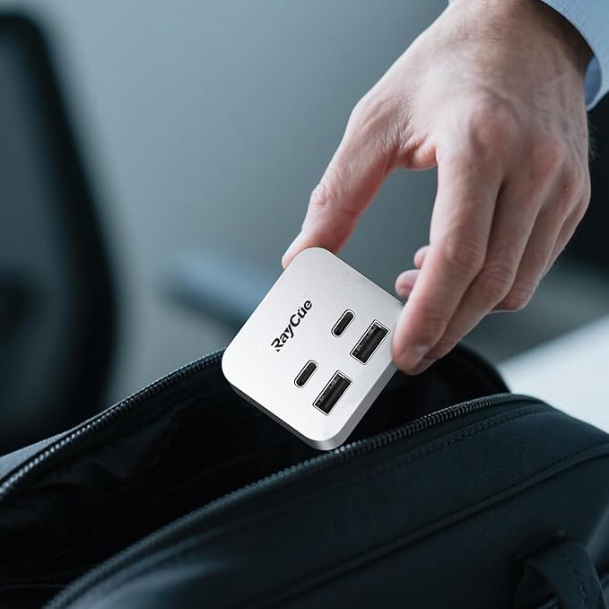 RayCue MiniPack Expansion Dock for Mac mini M4 | 6-Port USB-C Hub with Dual 10Gbps Adapters, 2 * 10G USB-C/ 2 * 10G USB-A/SD TF 3.0 Card Reader | High-Speed Data Transfer & Multi-Device Connectivity