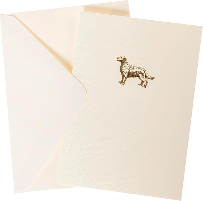 Graphique Golden Retriever Cards, Pack of 10 Cards with Envelopes, All Occasion Greetings, Blank Inside, Gold Foil Embossing, La Petite Press Collection Boxed Set, 3.25" x 4.75"