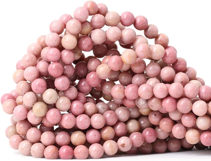 60PCS 6mm Natural Rhodochrosite Gemstone Smooth Round Loose Beads for Jewelry Making DIY Findings 1 Strand 15"