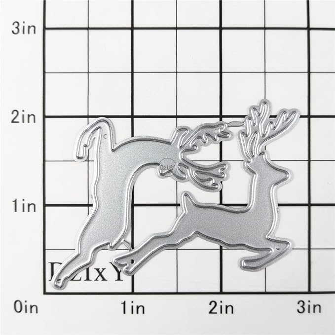 DzIxY Adorable Christmas Deer Metal Cutting Dies for Card Making Embossing Paper Die Cuts Sets Album Scrapbooking Templates Stencils Storage Pockets