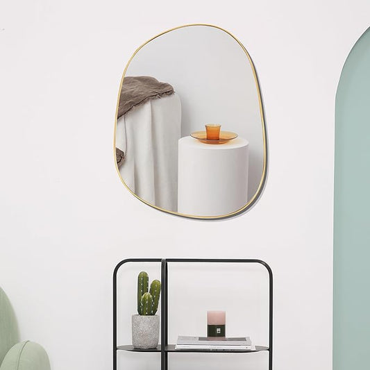 Asymmetrical Mirror for Wall Decor 23"*30", Modern Gold Framed Wall Mirror for Living Room Bathroom Bedroom Entryway ELE-STOU-0064Gold