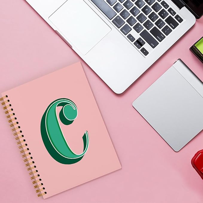 ShowDraven Vintage Initial Letter C Notebook, Personalized Gifts Notebook, Custom Notebook Journals for Writing, Customized Gifts, Monogrammed Gifts for Women, Hardcover Spiral Notebook 5.5 x 8.3
