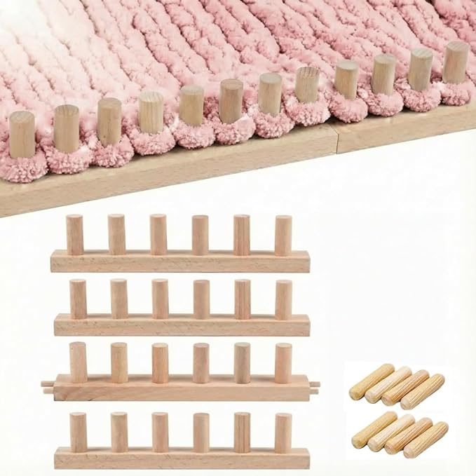 Anpyxun 48'' Chunky Blanket Loom Kit for Adults, Adjustable Wooden Frame for Hand Knitting with Chunky Yarn, DIY Weaving Loom for Making Cozy Throw Blankets, Beginner Friendly Craft Project