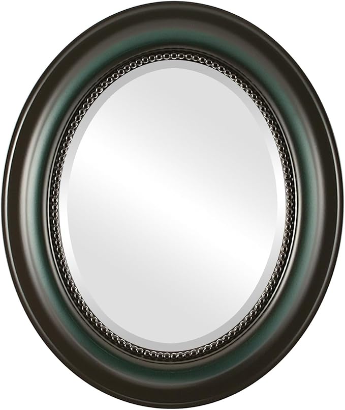 OVALCREST Oval Beveled Wall Mirror for Home Decor - Heritage Style - Hunter Green - 23x29 Outside Dimensions