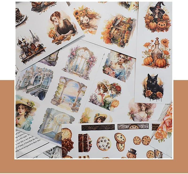 Alideco 20pcs Vintage Scrapbook Stickers Europe and The United States Figure Flowers Sticker Book for Adults Sticker journaling Stickers for Scrapbooking (shiguangchuangkou) - Image 4