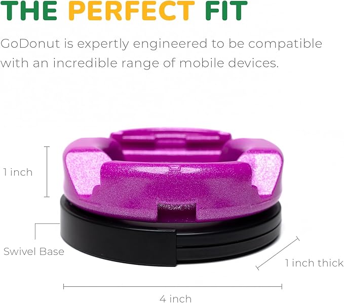 GoDonut Plus+ Glazed Phone Stand (Swivel Base) - Portable Mount Accessory - Charging Port Access - Compatible with Tablet, iPhone & Most Smartphones - Fuchsia