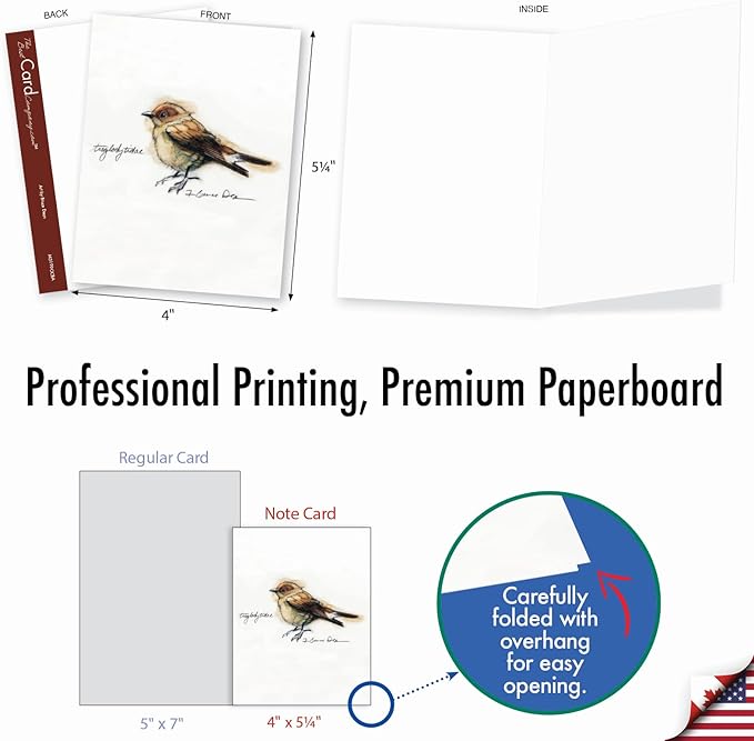 The Best Card Company - 20 Blank Bird Notes with Envelopes - All Occasion Wildlife Nature Animal Card Assortment (10 Designs, 2 Each) - Birds Watching AM3199OCB-B2x10