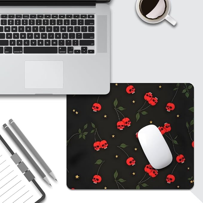 Sweet Revenge Cherry Skulls Texture Mouse pad, Square Waterproof and Anti Slip Mouse pad for Office laptops