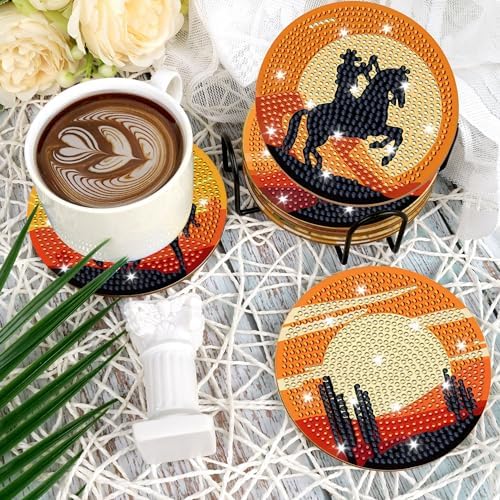 Western Rider Diamond Art Coasters, Diamond Painting Coaster Kit for Adults - Image 6