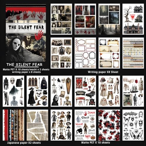 Snycler Sticker Book - 20 Sheets Vintage PET Stickers for Scrapbooking, Junk Journaling, Ephemera, and Decorative Crafts-The Silent Fear - Image 6