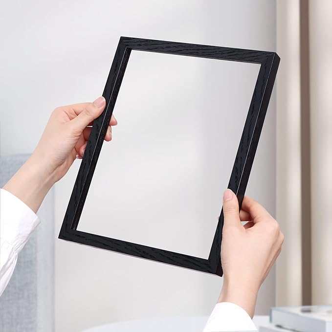 Fun Memories Black Picture Frame 11x14, Rustic Oak Wood 11 x 14 Photo Frames for Wall, 11x14 Frame with Mat for 8x10, Rustic Wood 11 by 14 Wall Gallery Frame Set, Black 11"x14" Frames, 1 Pack
