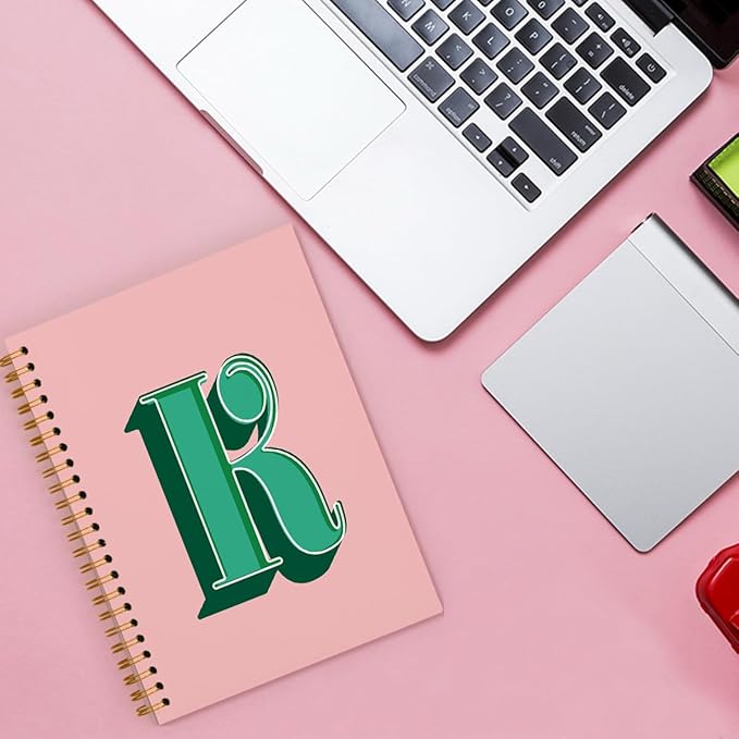 ShowDraven Vintage Initial Letter K Notebook, Personalized Gifts Notebook, Custom Notebook Journals for Writing, Customized Gifts, Monogrammed Gifts for Women, Hardcover Spiral Notebook 5.5 x 8.3
