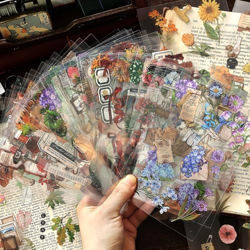2 Sets 400+ PCS Stickers for Scrapbooking, Self-Adhesive Scrapbook Stickers Supplies Journal, Plants Vintage Aesthetic Sticker Art Diary Card Craft Gifts Planner Notebook,Spring&Flower - Image 5