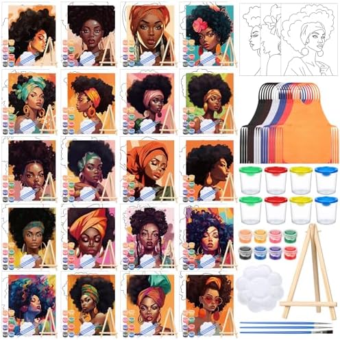 Sherr 140 Pcs 20 Set Pre Drawn Canvas Painting Kit, Elegant Lady by Sherr