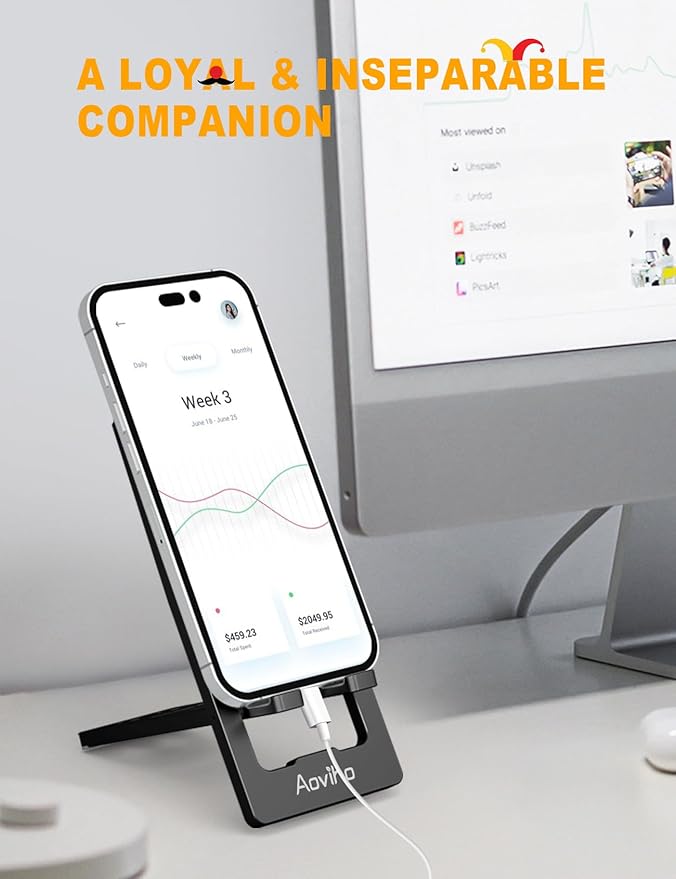 Ultra - Thin Portable Phone Stand: Foldable & Space - Saving, Fits 3.7-7 inch Devices, Black