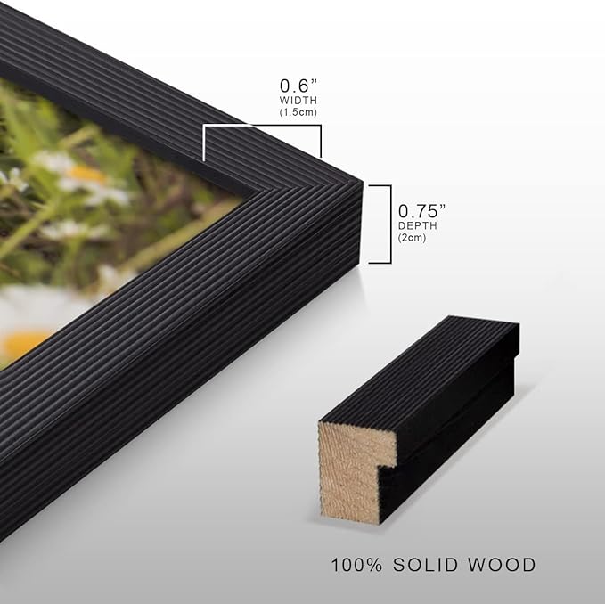 Renditions Gallery Set of 9, 11X14 Custom Photo Prints with Real Wood Picture Frames. Create Personalized Photos with Peel & Stick Photo Frames. Black Frame