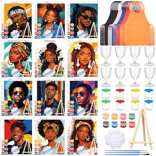 Sherr 96 Pcs 12 Set Pre Drawn Canvas Painting Kits, Gentlemen and Lady by Sherr