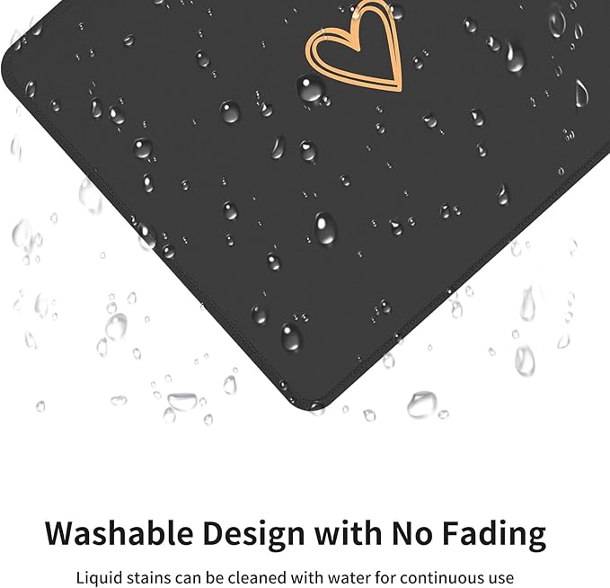Seorsok Square Aesthetic Cute Heart Mouse Pad,Office Home Personalized Mouse Mat Design,Waterproof Funny Mousepad,Non-Slip Rubber Base Computer Mouse Pads for Wireless Mouse,Black