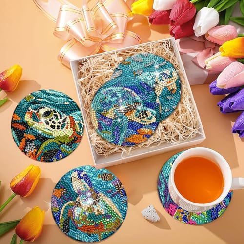 DOTSOPS 8 Pcs Ocean Diamond Art Coasters Kits for Adults with Holder 4 in - Image 5