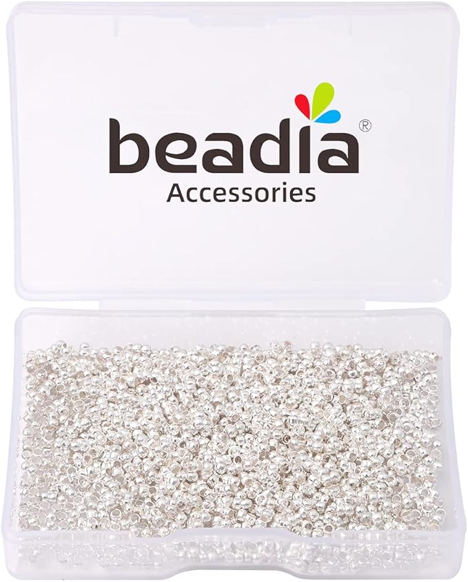 Silver Plated Crimp Beads Non Tarnish 2.5mm 600pcs for Jewelry Making Findings