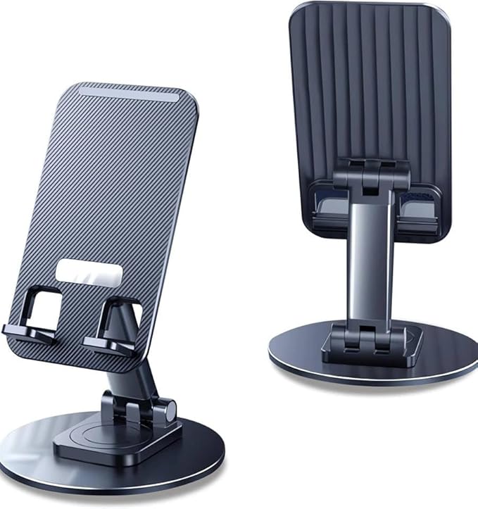 Mizi Portable Cell Phone Stand for Desk - Height & Angle Adjustable Mobile Foldable Holder, Compatible with iPhone 17 16 15 14 13 12 11 Pro Max, Galaxy S25 S24, All 4–10" Devices - Black