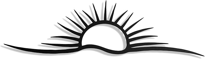 pluviart Sunrise & Wave Metal Wall Art – Modern Sun Wall Decor for Living Room, Minimalist Large Wall Hanging, Home Decoration – Gift for Him, Christmas Gift (60"x17")