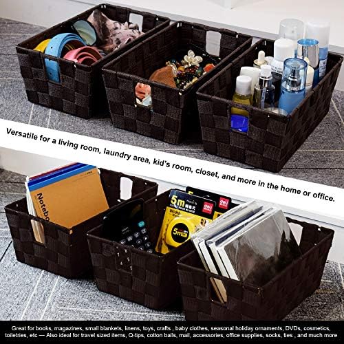 homyfort Woven Shelf Storage Tote Basket Bins Container, Storage Boxes Cube Organizer with Built-in Handles for Bedroom, Office, Closet, Clothes, Kids Room, Nursery 3pack(Brown) - Image 2
