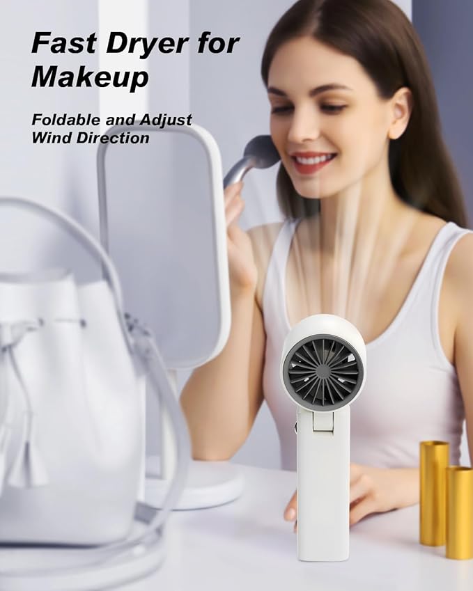 Portable Handheld Cooling Fan Rechargeable 5000mAh, Foldable Powerful Winds Mini Turbo Fans, 199 Speed, Digital Display for Travel Camping Outdoor
