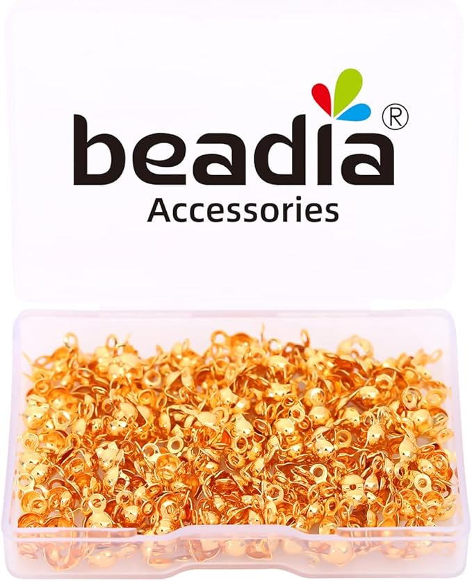 18K Gold Plated End Caps Non Tarnish 4x8mm 200pcs for Jewelry Making Findings