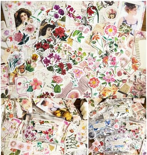 Esweny 200PCS Vintage Scrapbooking Supplies Pack, Aesthetic Scrapbook Sticker Paper Art Journaling Kit for Junk Journals,Planner,Cottagecore Decor Gifts (Pink Series) - Image 3